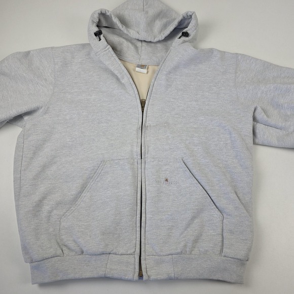 Carhartt Hoodie Mens XLT Gray Full Zip Thermal Lined Fleece Sweatshirt K129 - Picture 5 of 16